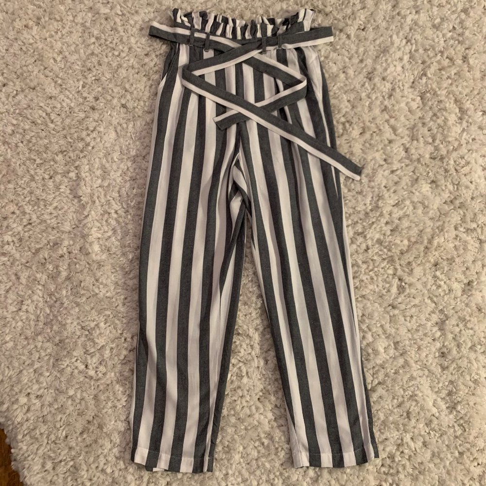 High-Waisted Vertical Striped Pants